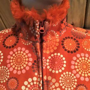 Athleta Faux Suede/Faux Fur Graphic Print Vest
